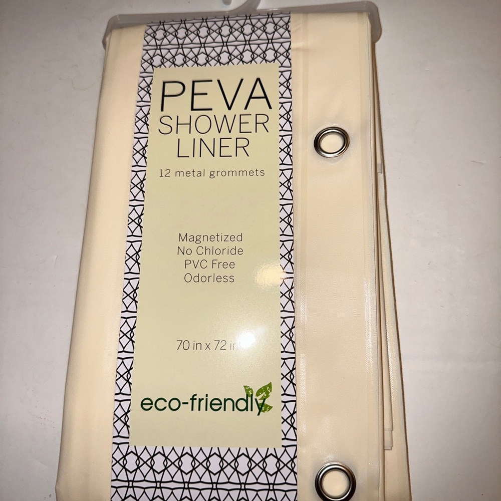 Peva  Shower Curtain Liner With Magnets Hold Liner 70 X 72 In.